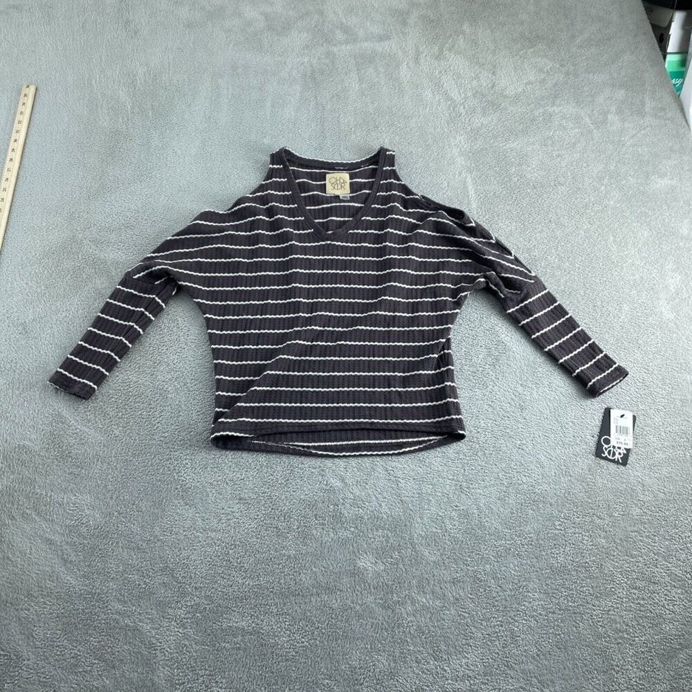 Chasor Cold Shoulder Striped Top Small Viscose & Spandex NWT 5639